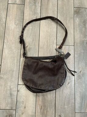 Coach Ali Pebbled Leather Saddle Flap Hobo Bag